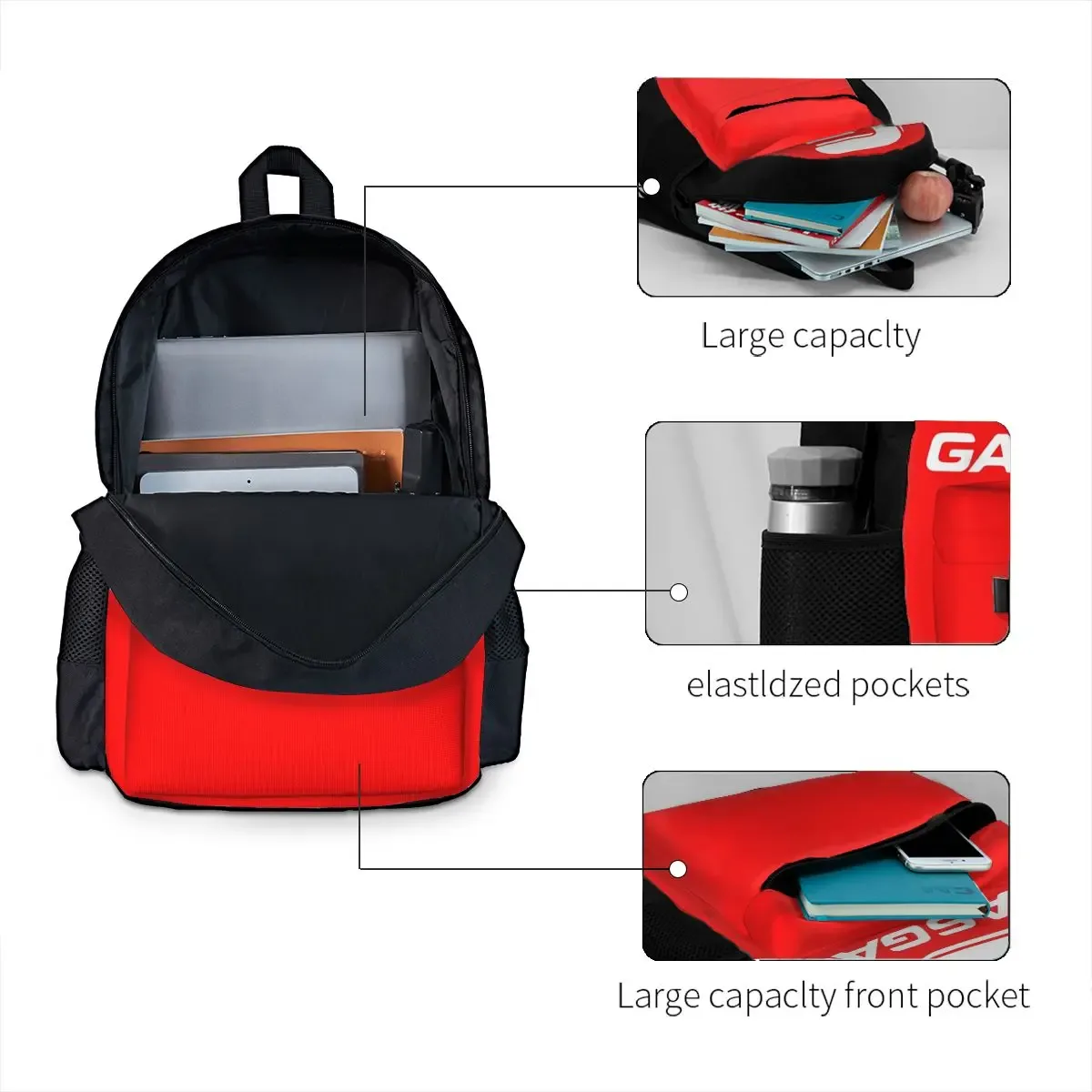gasgas moto sacs à dos garçons filles bookbag grande capacité étudiants sacs d'école voyage sac à dos sac à bandoulière