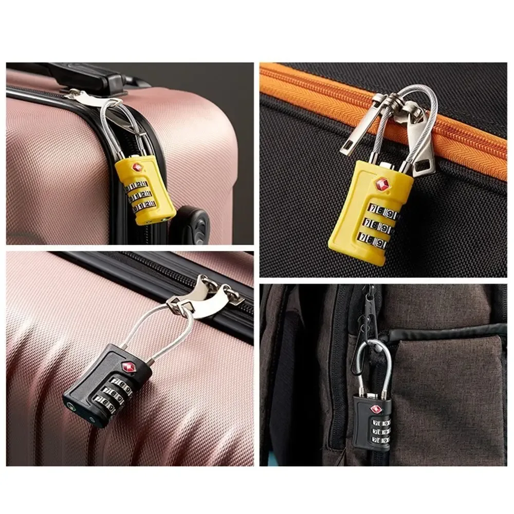 cadenas serrure tsa plastique code numérique antivol usage voyage couleur noir rouge jaune logo centralisée sécurité valise bagage