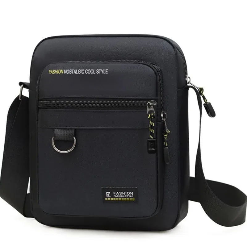 sac bandoulière durable pour homme, sac à bandoulière en nylon résistant à l'eau avec design multi-poches pour les trajets quotidiens et les voyages