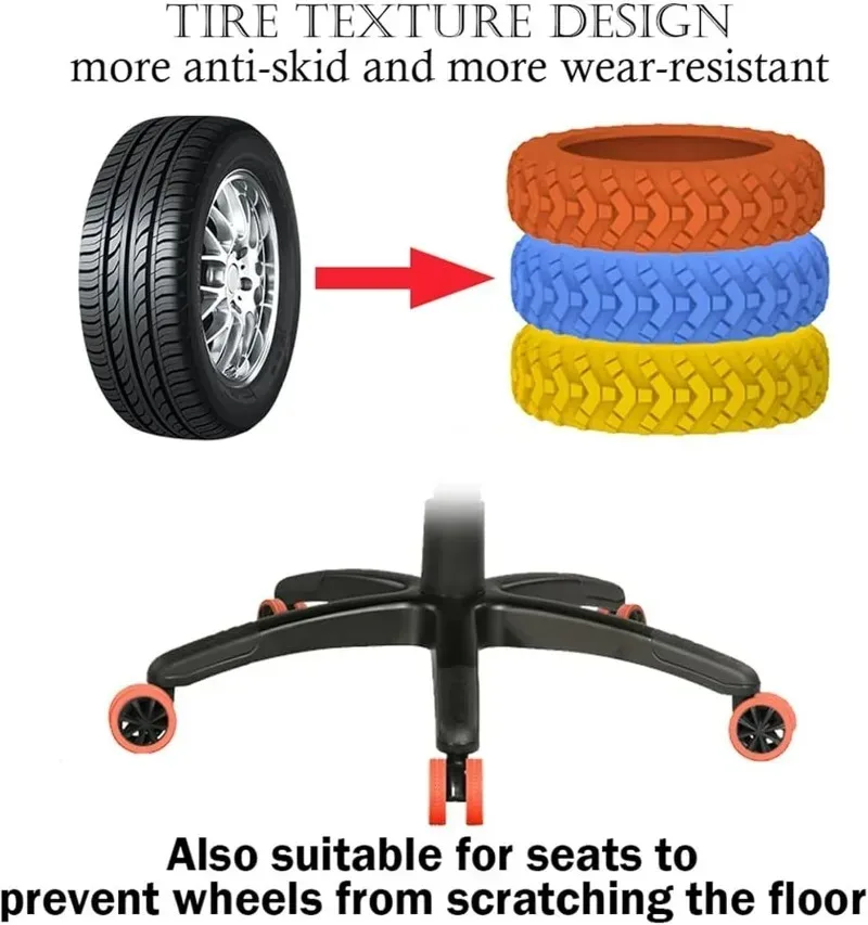 housse de protection en silicone colorée et texturée pour roues de bagages de voyage, réduit le bruit, accessoires de bagages
