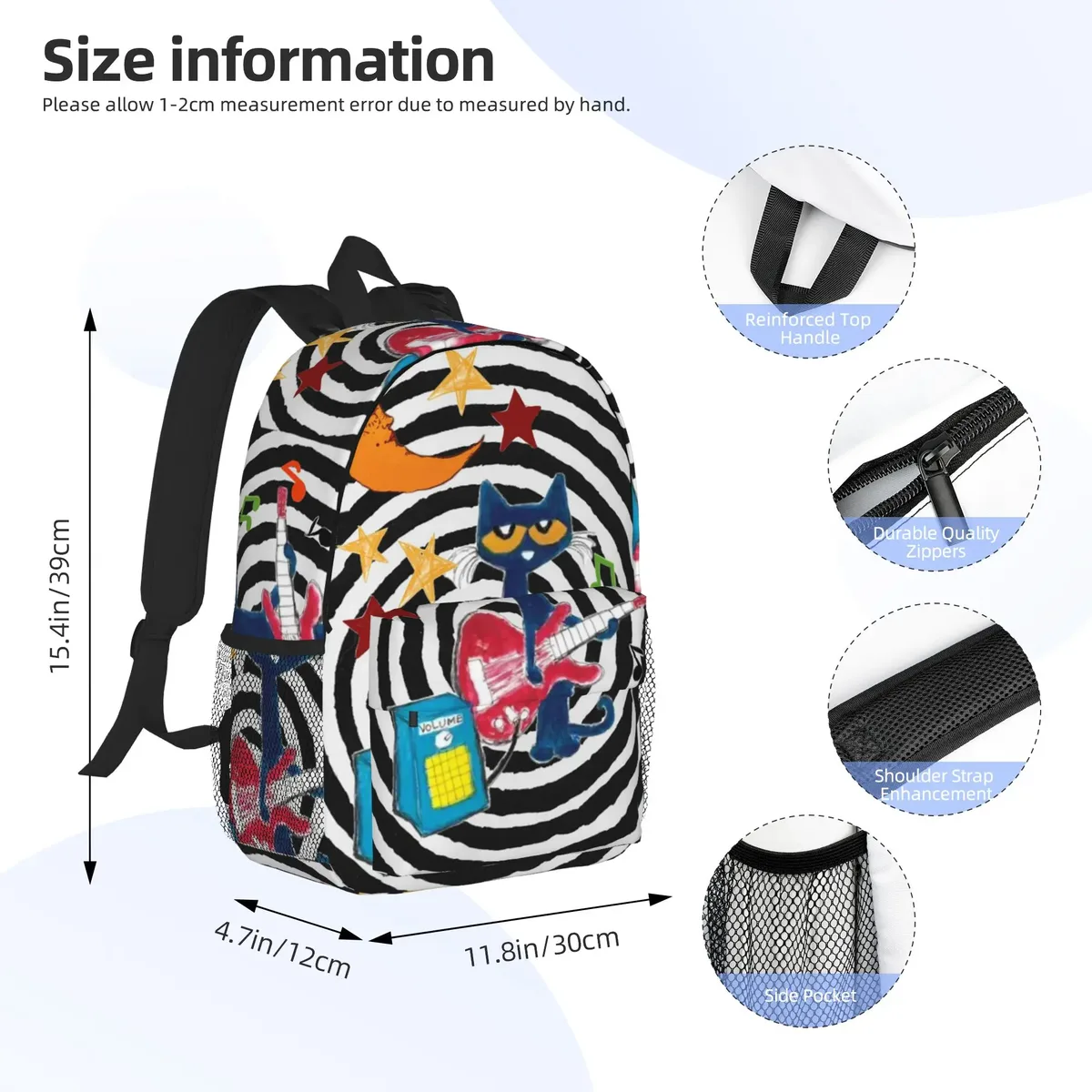 pete the cat – sac à dos grande capacité pour garçons et filles, sac à bandoulière pour hommes et femmes, sac d'école, offre spéciale