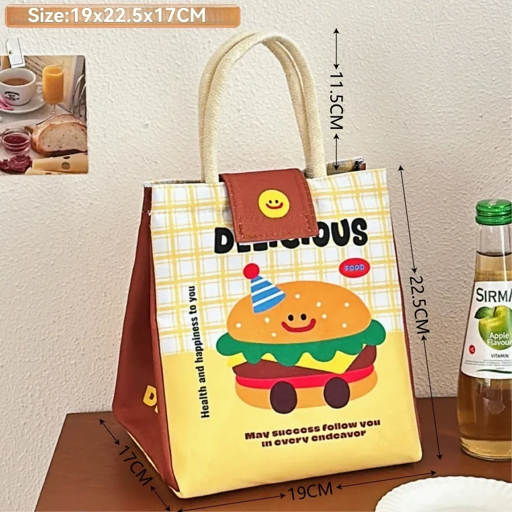 sac bento mignon pour les employés de bureau, sac fourre-tout de grande capacité, sac isotherme à motif de dessin animé, sac pour boîte à déjeuner pour étudiants