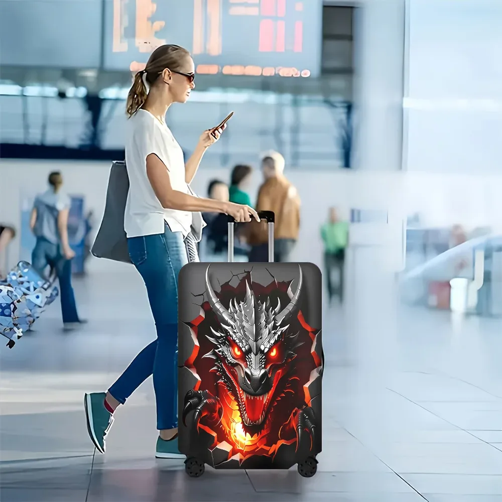 1 housse de bagage imprimée avec motif de tête de dragon en 3d. convient aux valises de 18 à 32 pouces ; protège efficacement vos bagages.