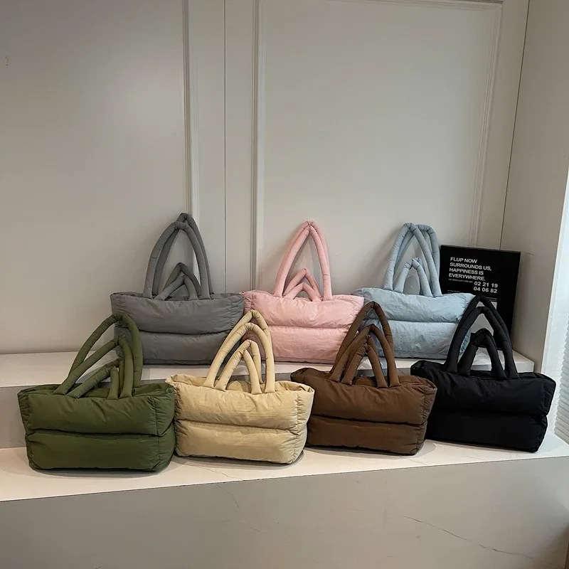 sac à main luxe sac bandoulière femme 2025 hiver dernière tendance femmes sacs fourre-tout à bandoulière espace coton rembourré grande capacité shopper fourre-tout qualité trajet sacs à main dame