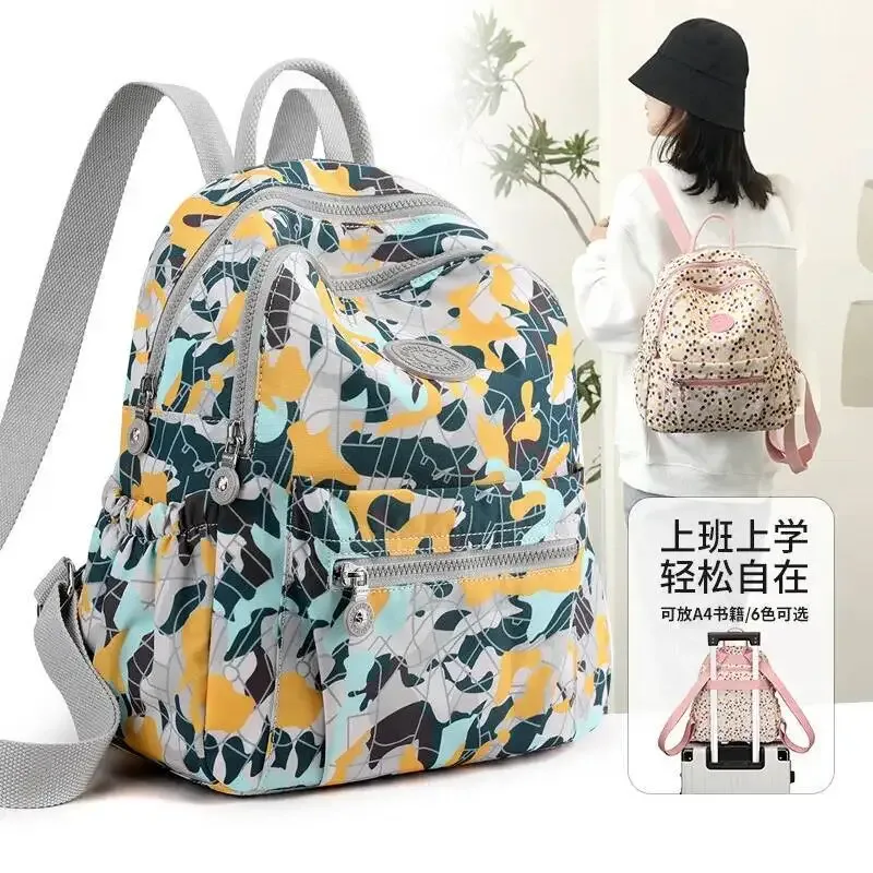 lettre imprimée ultra-léger décontracté petits sacs à bandoulière doubles plus récent mignon sac à dos pour femmes style coréen simple sac de banlieue en nylon