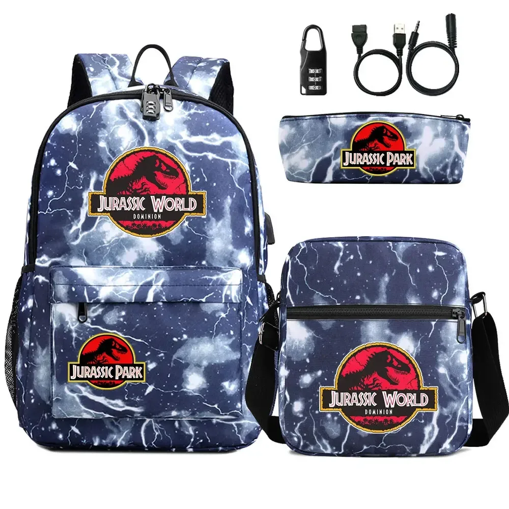 sac dos tissu oxford unisexe noir logo jurassic world bandoulière arquée compartiment intérieur style dessin animé usage voyage