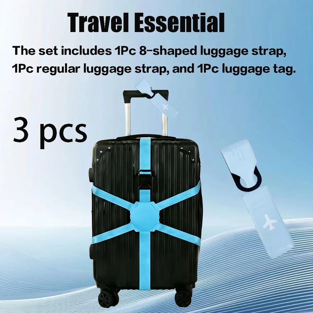 sangles fixation bagage polyester rouge noir motif avion standard forme 8 antidérapement identification voyage