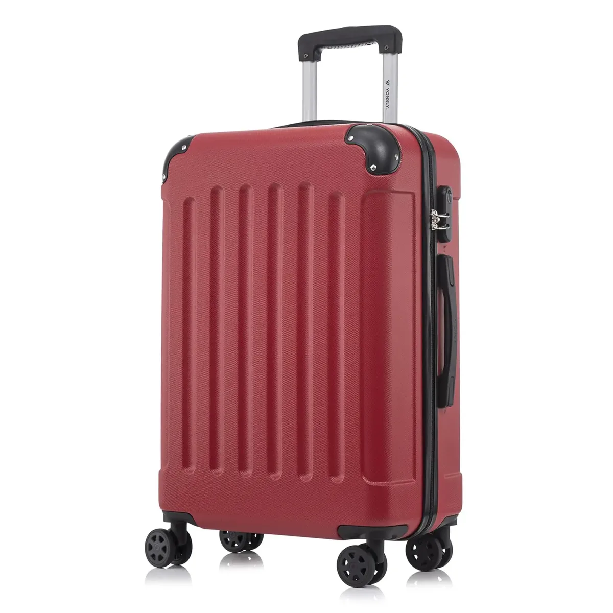 valise yonsly 16/20/24/28 pouces 4 roues 360° ° valise à roulettes robuste avec double fermeture éclair, serrure à combinaison, sac en filet, double fermeture éclair, poignée en caoutchouc souple, bagage à main