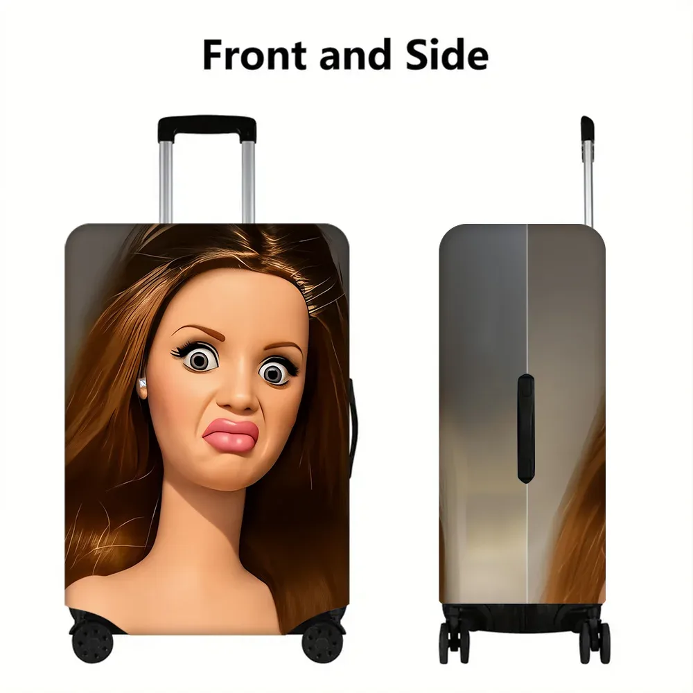 1 housse de bagage amusante avec imprimé visage de bébé pour bagages de 18 à 32 pouces ; accessoires de voyage anti-poussière et élastiques pour protéger efficacement vos bagages.