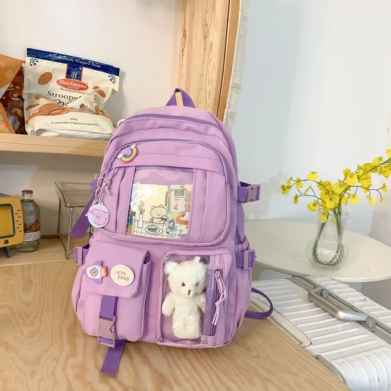 sac à dos scolaire à boucle, couleur bonbon, tendance, mignon, style coréen, sac à bandoulière pour étudiantes, sac à dos universitaire pour adolescentes