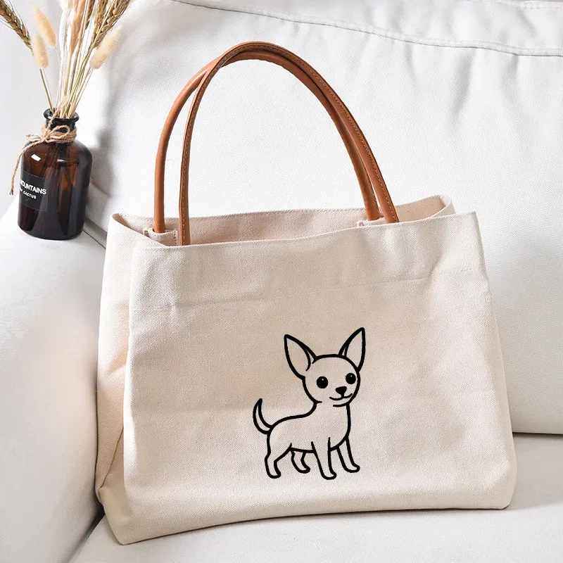 sac fourre-tout en toile pour femme, sac de travail, sac de plage, sac à provisions, cadeau pour les amoureux des chiens, mode pour femme, imprimé chien teckel