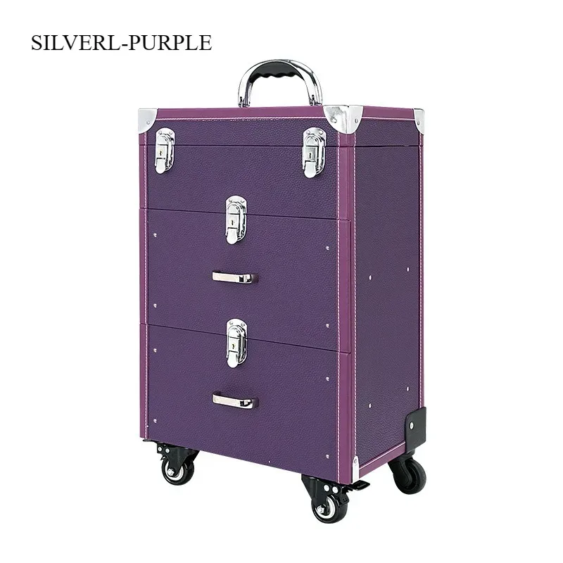 kit professionnel de tatouage et de nail art, valise de maquillage universelle à roulettes, boîte de rangement multi-couches grande capacité pour maquillage