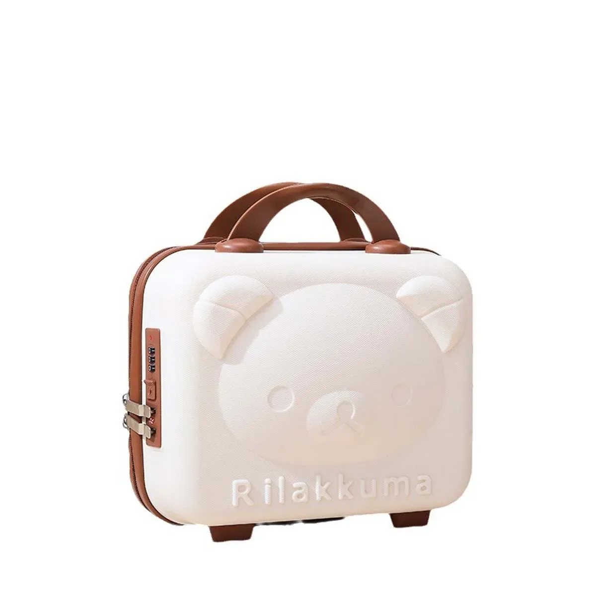 trousse toilette pp gris rose beige design rilakkuma visage oreilles relief voyage cosmétiques maquillage