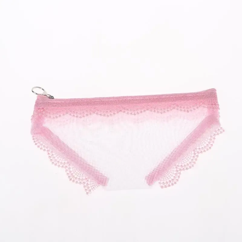 pochette de rangement transparente y2k en dentelle et maille en forme de cœur pour cosmétiques et maquillage, idéale pour les voyages