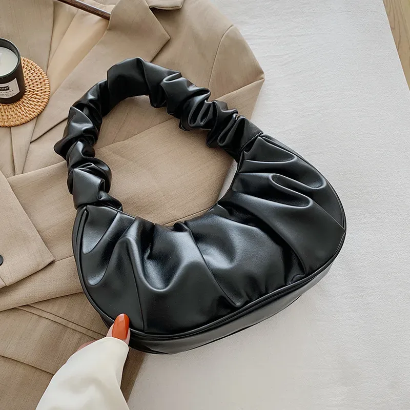 sacs à main plissés pour femmes, sacs nuage en pu, sac à aisselles de loisirs, sacs à bandoulière de shopping, sac à main boulette, sacs à main féminins