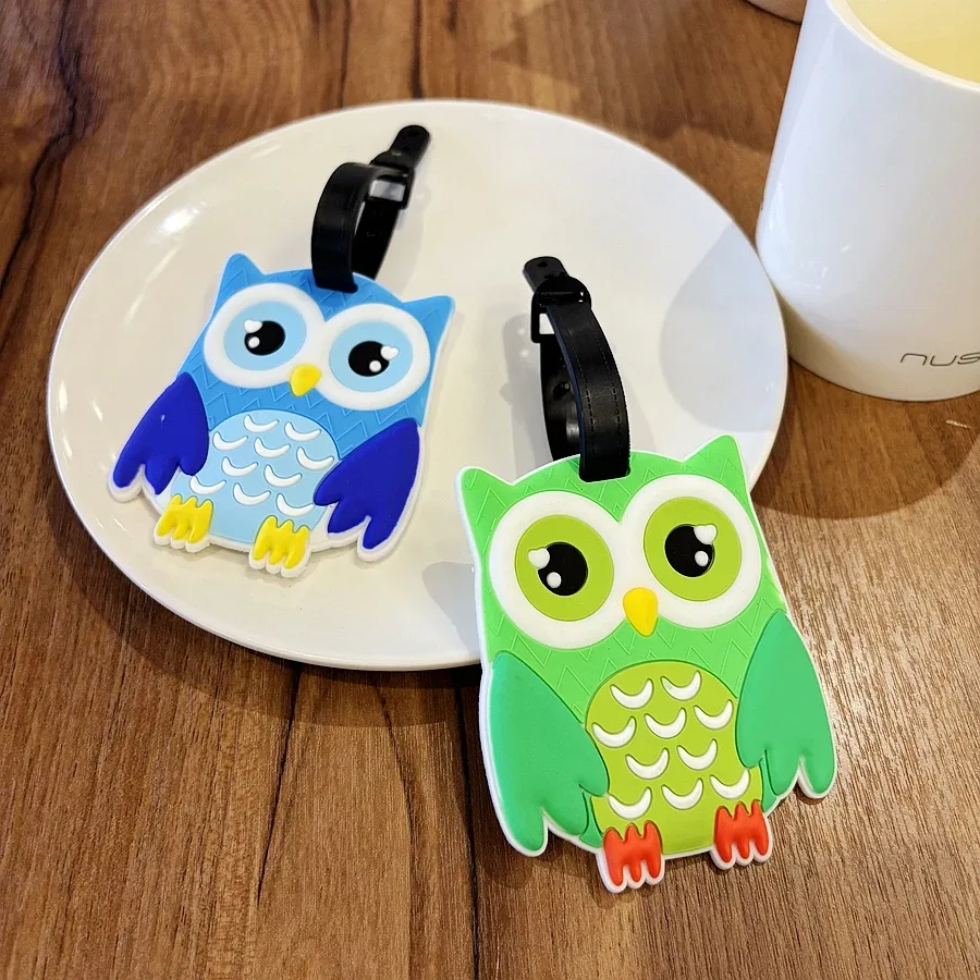 étiquette de bagage hibou, pendentif portable avec nom, écriture, bagage d'aéroport, anti-perte, identification du nom, stylo d'étiquette de nom de bagage, 1 pièce/3 pièces