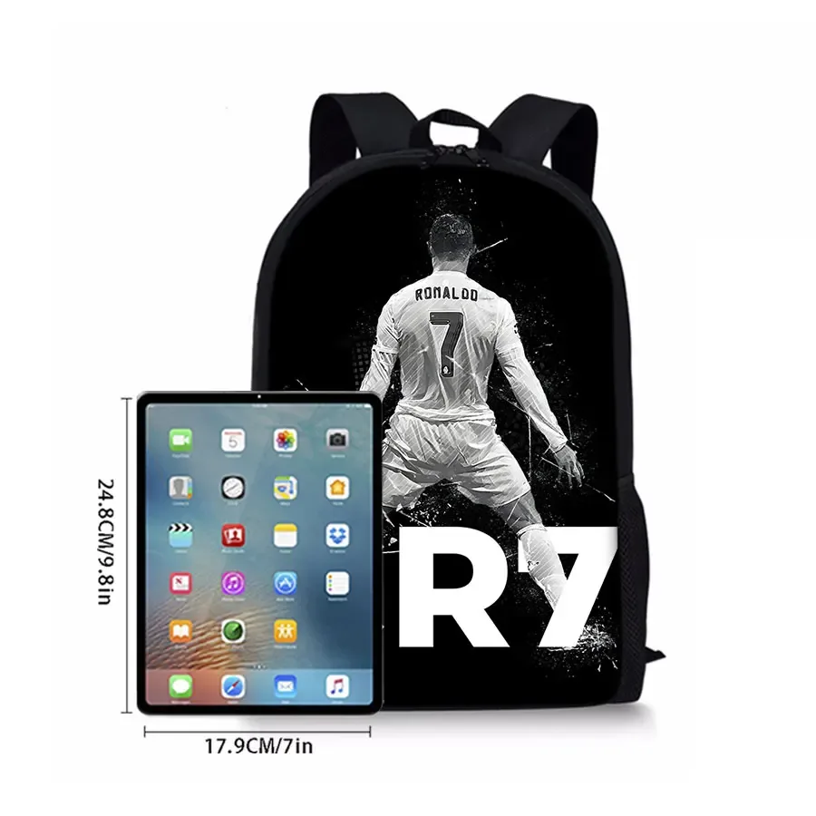 sac à dos monocouche imprimé football noir pour garçons/filles, meilleurs cadeaux, sac d'école dessin animé 2d plat pour enfants