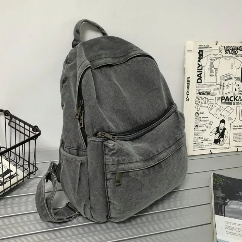 nouveau sac à dos en denim gris pour femmes, sac à bandoulière pour loisirs et voyages, cartable à la mode pour garçons et filles, mochila
