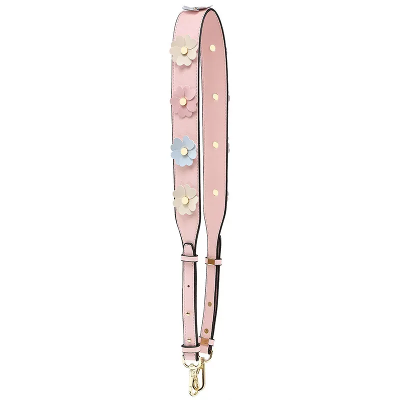 large sangle de sac à bandoulière en cuir pu pour femmes, longue sangle de remplacement pour sac à main, rivet coloré, poignée de sac à bandoulière florale