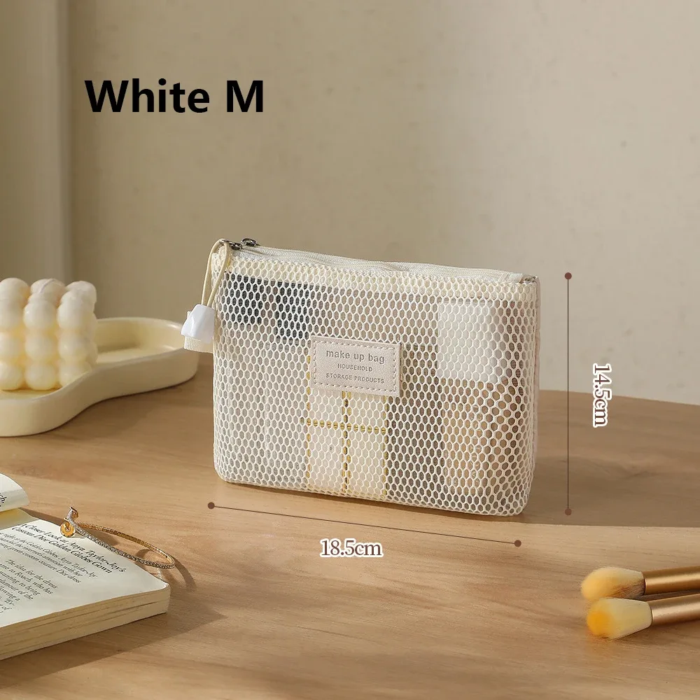 petit sac de rangement de maquillage transparent en maille, oreiller, rouges à lèvres, sac de toilette cosmétique, pochette de grande capacité, mini sac de rangement pour femmes, pochette