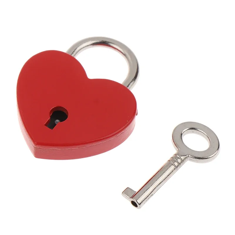 cadenas forme coeur serrure clé verrouiller nylon couleur rose violet bleu rouge or argent format petit usage voyage sécurité bagages identité