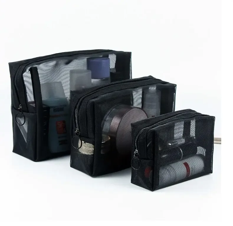 sac à cosmétiques en maille pour femme, trousse de rangement de voyage, trousse de maquillage, trousse de beauté de toilette, petite trousse de maquillage portable, grande trousse de maquillage