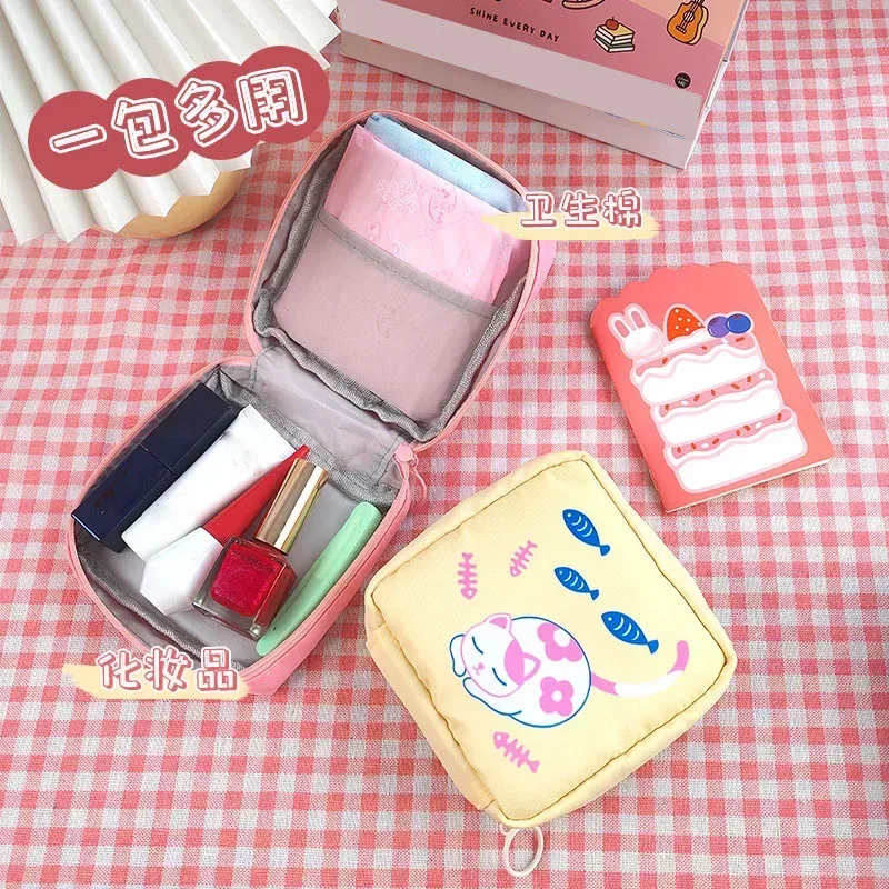 sacs de rangement pour serviettes hygiéniques pour femmes, petits étuis à cosmétiques pour femmes, voyage, étanche, poudre, ours mignon, lapin, rouge à lèvres, porte-monnaie