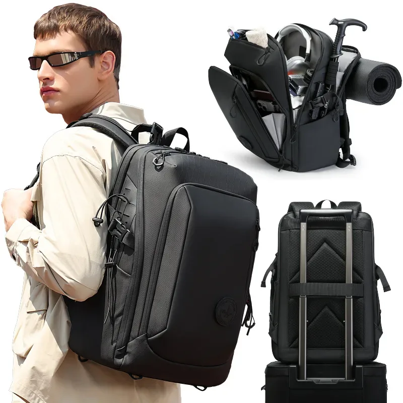sac dos oxford université noir sangles ceinture air poignée supérieure bandes fixation latérales fermeture éclair usage voyage travail étudiant