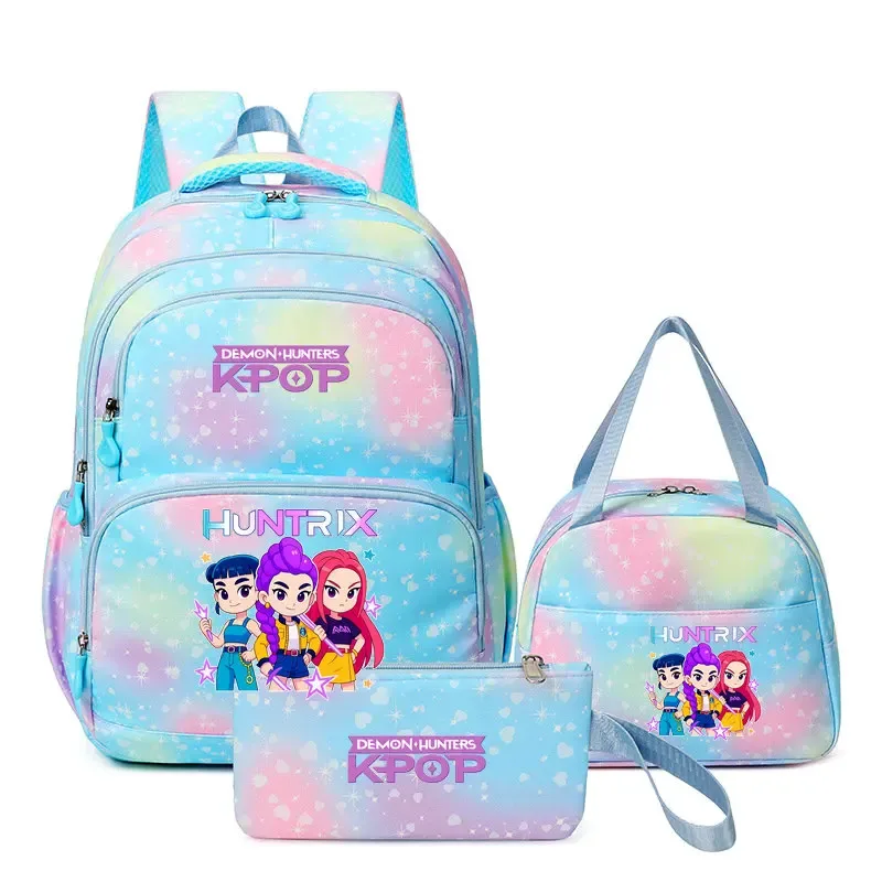 kpop demon hunters – sac à dos pour ordinateur portable pour filles, 3 pièces, sac à dos huntr/x pour adolescents, garçons et femmes, mochila de voyage pour usage quotidien