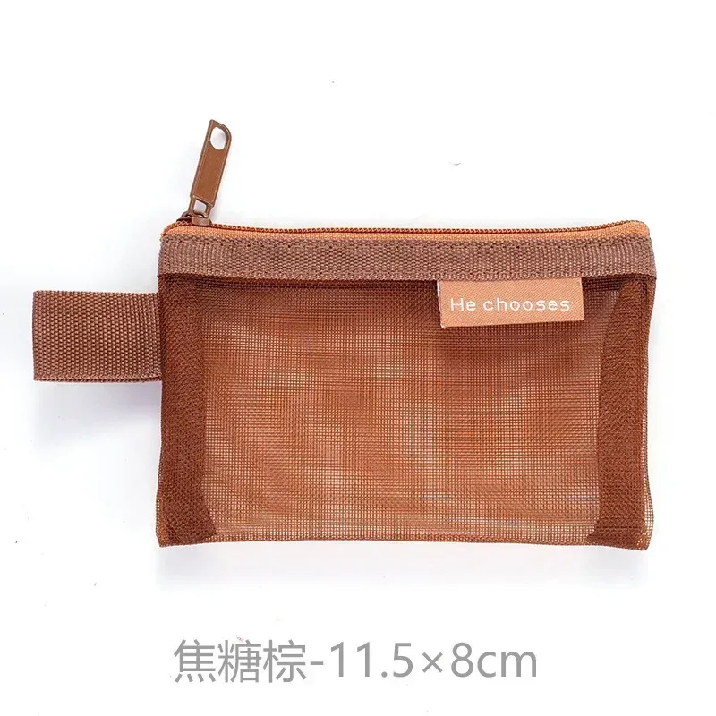 petit sac carré de couleur unie pour pièces de monnaie, maille en nylon, rouge à lèvres, clé, écouteurs, support organisateur, bus, banque, carte d'identité, cartes de crédit, pochette de rangement
