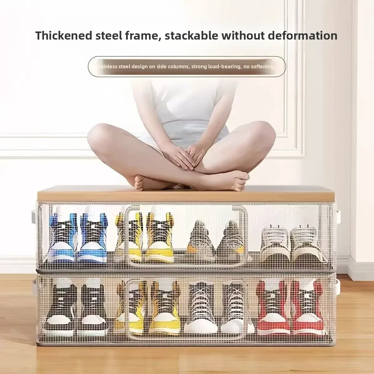 boîte de rangement pliable anti-poussière pour chaussures, transparente, gain de place, support à bottes pour sous le lit, organisateur de placard, design moderne et minimaliste