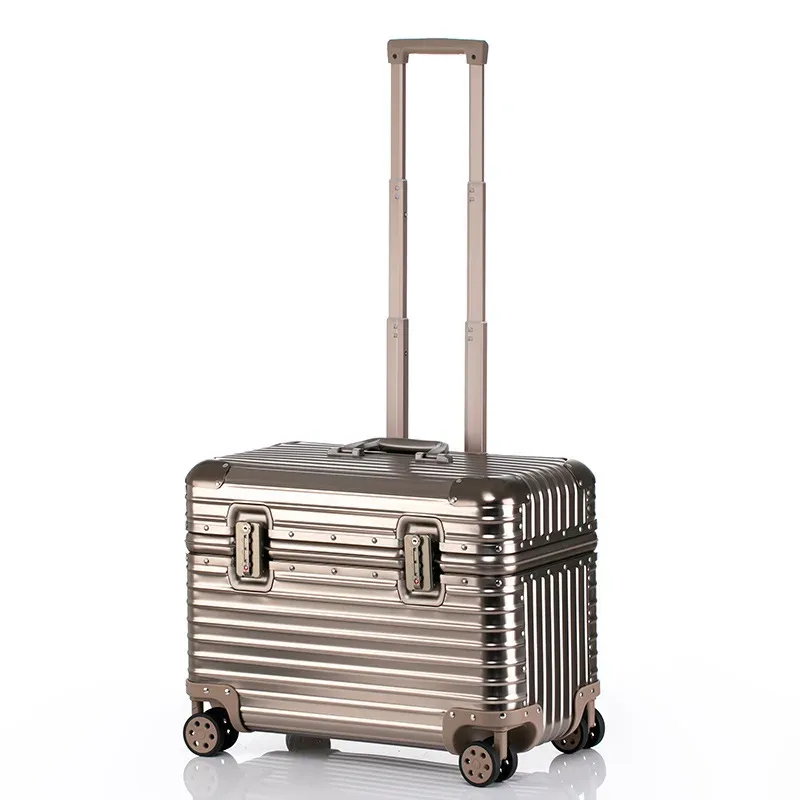 valise cabine de voyage petite bagage en métal 100% aluminium valises à roulettes de voyage boîte pour appareil photo boîtier de chariot 18/20/22 pouces