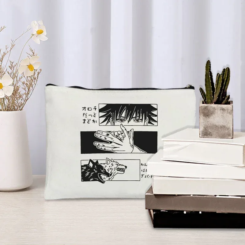 trousse toilette toile noire jeu cartes format petit boîte voyage cosmétiques maquillage organise fournitures bureau pochette glissière