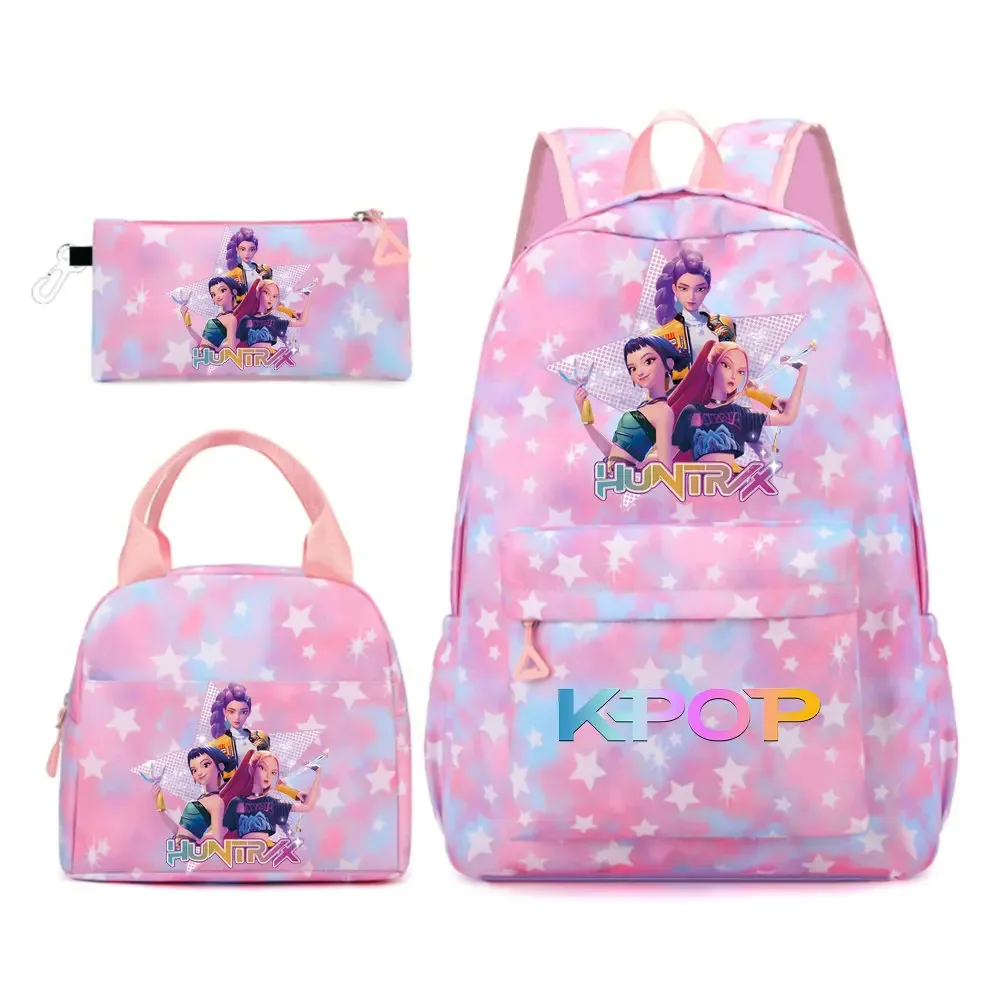 sac à dos kpop demon hunters pour filles, enfants, sacs à crayons, sacs à déjeuner, sacs à livres, sacs d'école pour femmes et adolescentes, ensembles de sacs à dos de voyage pour ordinateur portable