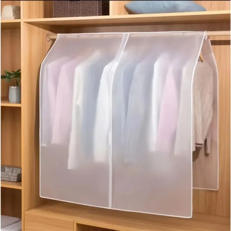 housse anti-poussière semi-transparente pour vêtements - sac à vêtements suspendu pour le rangement des manteaux et des costumes dans le placard