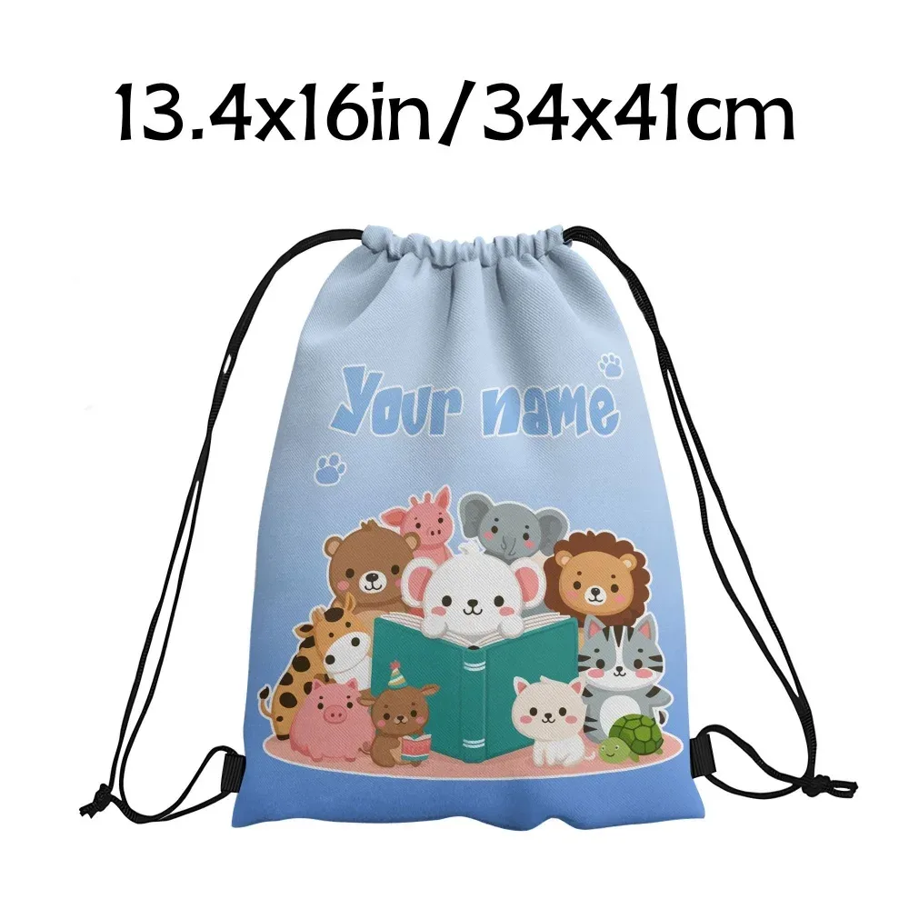sac à dos à cordon personnalisé avec animaux mignons, sac à livres à cordon avec animaux de dessin animé, sac à cordon pour enfants, école, gymnase