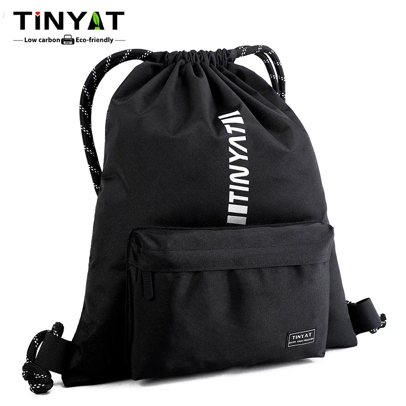 tinyat sac à dos à cordon de serrage pour homme avec bretelles réglables sac de sport sac de voyage léger en polyester pour un usage quotidien