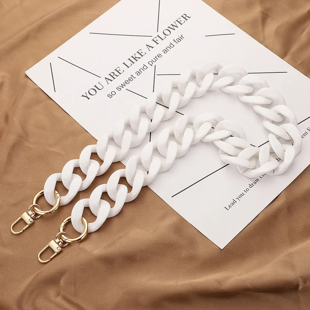 chaîne silicone maillons entrelacés boucles dorées accessoire voyage sangle remplacement noir blanc marron rose pâle gris vert