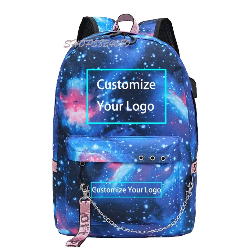personnalisez votre logo image sac à dos pour adolescents sacs d'école pochette d'ordinateur usb charge sac de voyage sac a dos mochilas para hombre