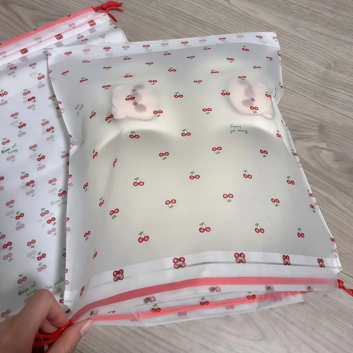 sac à cordon de serrage 40 pièces, sac de rangement pour chaussures de voyage, sac d'emballage transparent pour vêtements de voyage cherry, sac de rangement anti-poussière pour jouets et chaussures