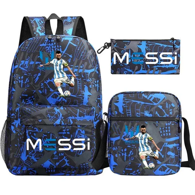 lot de 3 sacs à dos messi en nylon, simples, pour le sport, avec compartiment pour ordinateur portable, sacs à dos décontractés pour l'école, les voyages et les trajets quotidiens