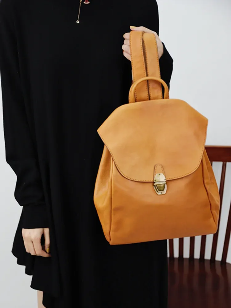 pndme simple vintage première couche peau de vache dames sacs à dos en plein air voyage designers à la main en cuir véritable cartable pour femmes