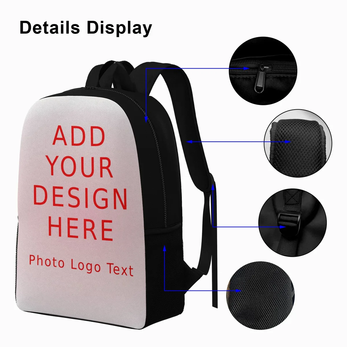 sac à dos personnalisé avec texte, logo, photo, design sur mesure, sac à dos décontracté pour hommes et femmes, travail, école, voyage