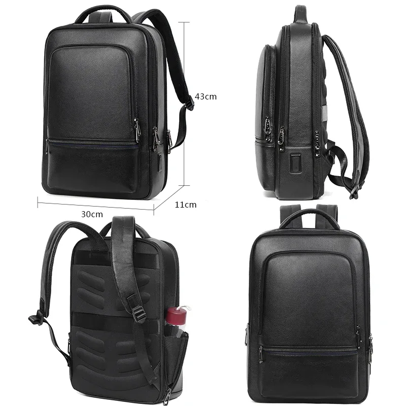 sacoche portable cuir vache noir polyester usb rechargeable voyage hommes bandoulière organisateur compartiments zippés