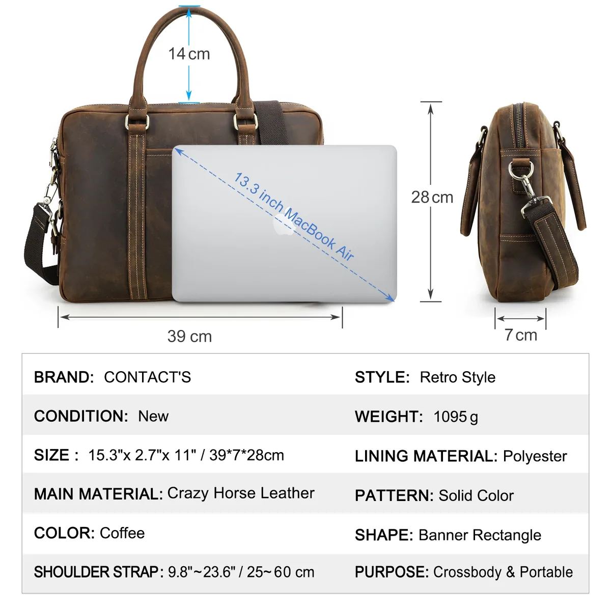 porte documents cuir vrai cuiraux marques naturelles beach doré fermeture éclair compartiment ordinateur portable voyage homme pods 13 pouces