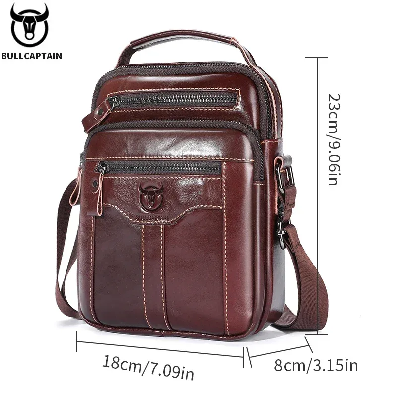 bullcaptain – sac à bandoulière en cuir véritable pour hommes, sac d'affaires pour tablette de 7.9 pouces, sac enveloppe portable multifonctionnel