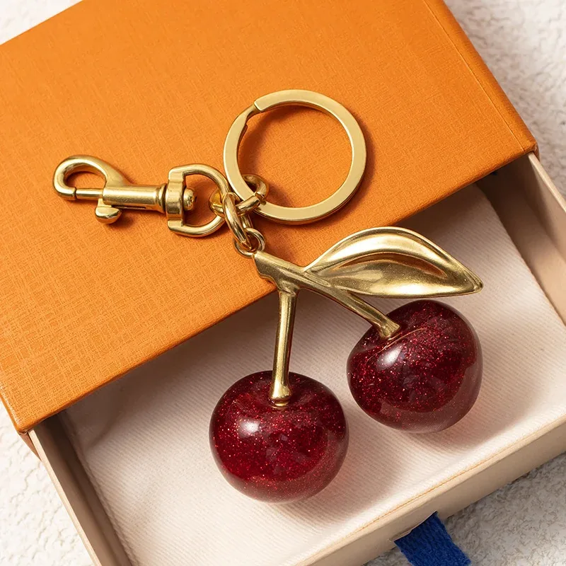 1pc porte-clés perles d'imitation cerise douce, pendentif de sac exquis, décoration pour sac à dos, accessoire de voiture, bijou cadeau