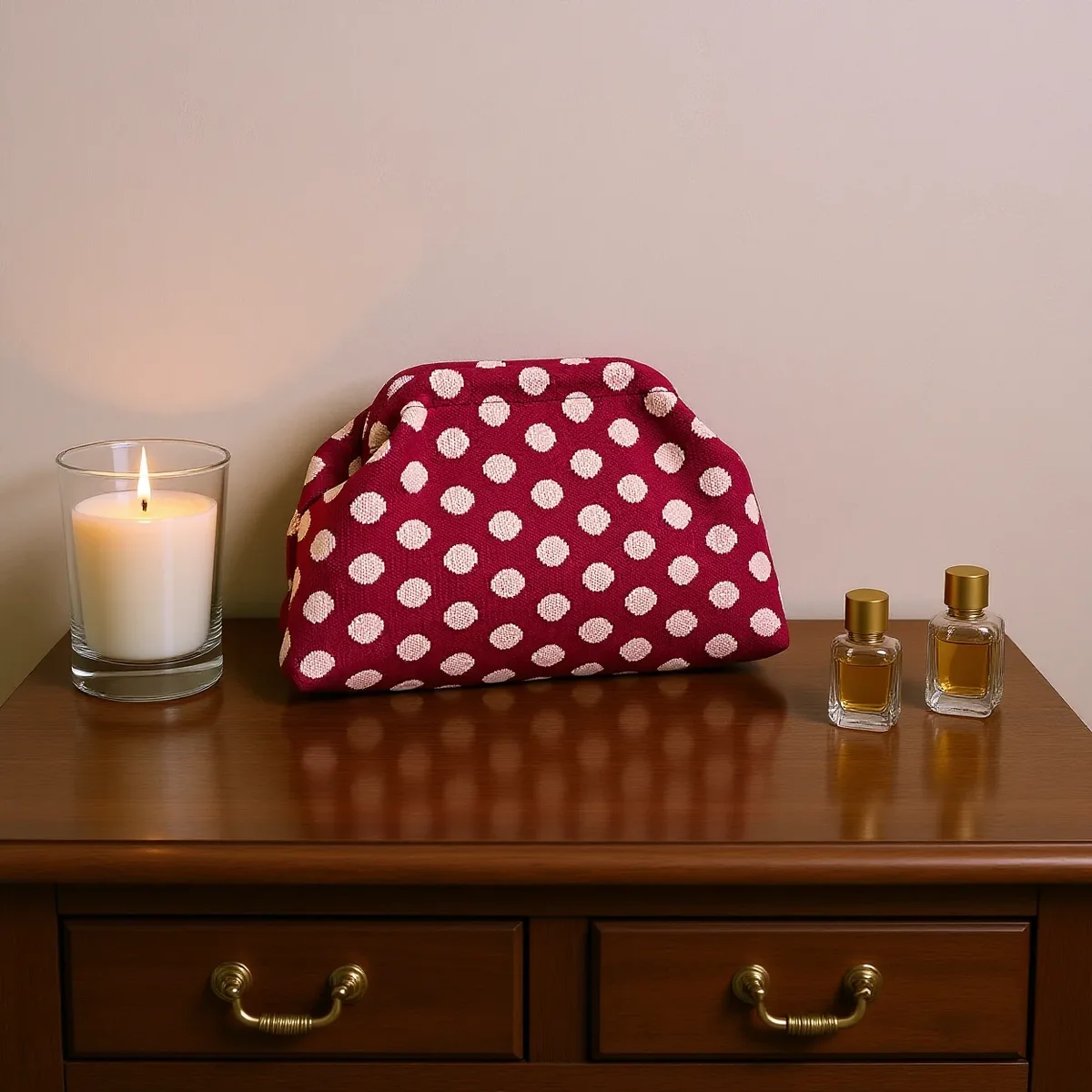 organisateur de maquillage portable, pochette tendance à motifs variés, sac à cosmétiques à main, sac à cosmétiques léger en tricot pour les trajets quotidiens