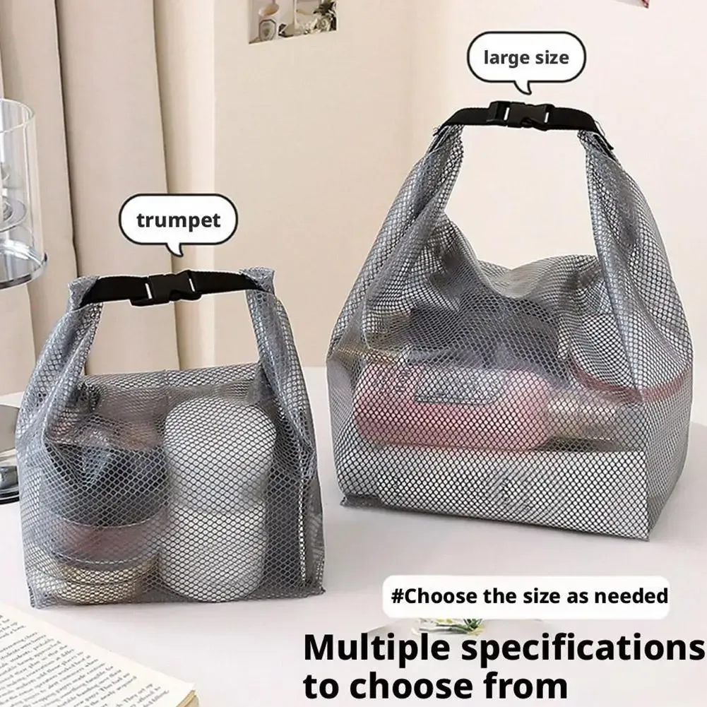 sac de maquillage en maille imperméable, organiseur de toilette portable, sac à main transparent, pochette de rangement de voyage, sac fourre-tout pliable multifonctionnel
