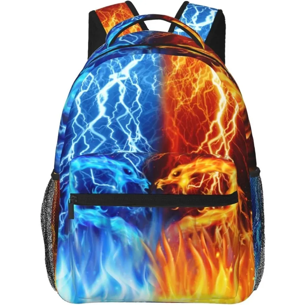 sac à dos dragon de feu rouge et bleu pour garçons âgés de 4 à 12 ans, sac à dos cool lightning, sac à livres animal pour enfants de 2e, 3e, 4e, 5e et 6e année